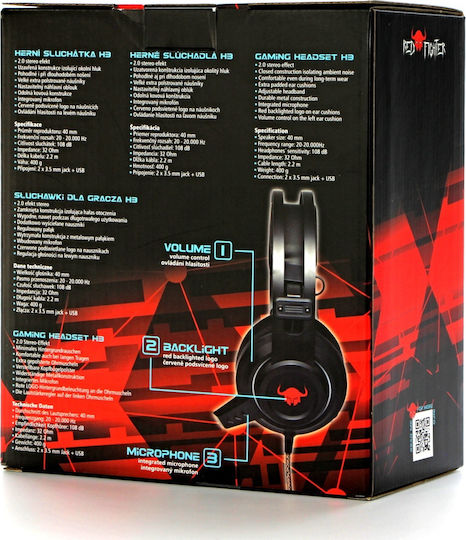 Red Fighter Red Fighter H3 Over Ear Gaming Headset with Connection 2x3.5mm / USB