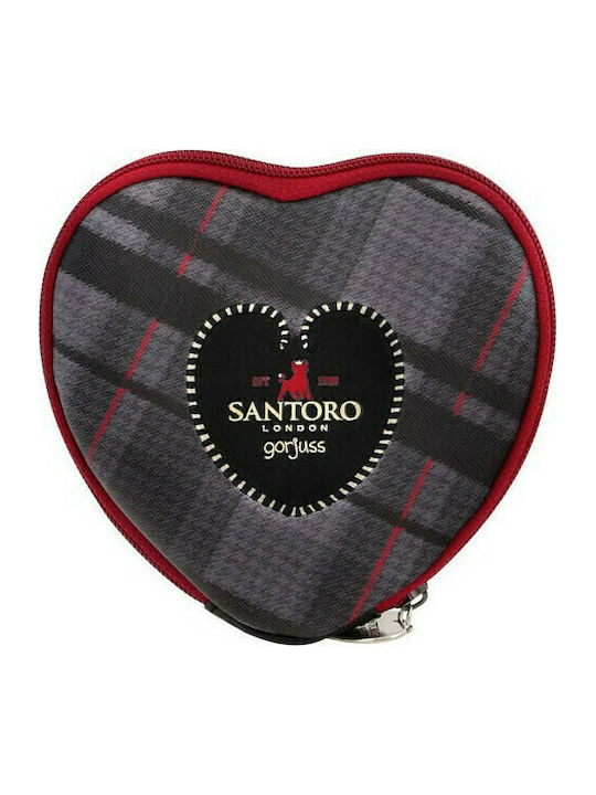 Santoro Tartan Heart Kids' Wallet Coin with Zipper for Girl Gray 847GJ01