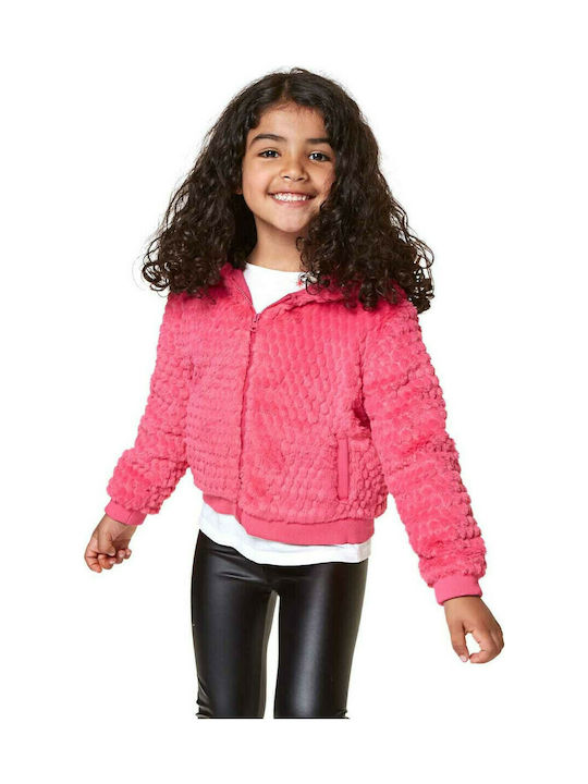 Losan Kids Fur short Hooded Fuchsia