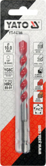 Yato Diamond Drill Carbide with Hexagonal Shank for Metal, Wood, Masonry, Glass and Tiles 10x120mm