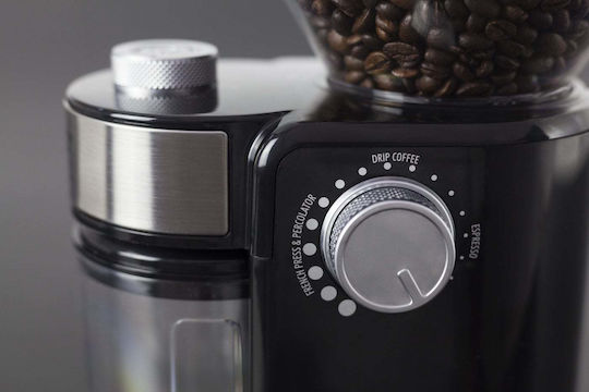 Caso Barista Crema Râșniță electrică pentru cafea 150W cu capacitate de boabe 190gr și 16 niveluri de măcinare Negru