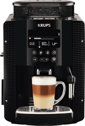 Krups Automatic Espresso Machine 1450W Pressure 15bar for Cappuccino with Grinder Black EA8150