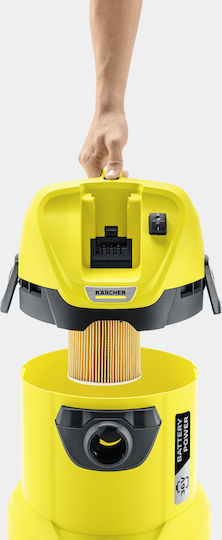 Karcher Vacuum WD 3 Battery Set Rechargeable Vacuum Wet / Dry with Plastic Bin 17lt