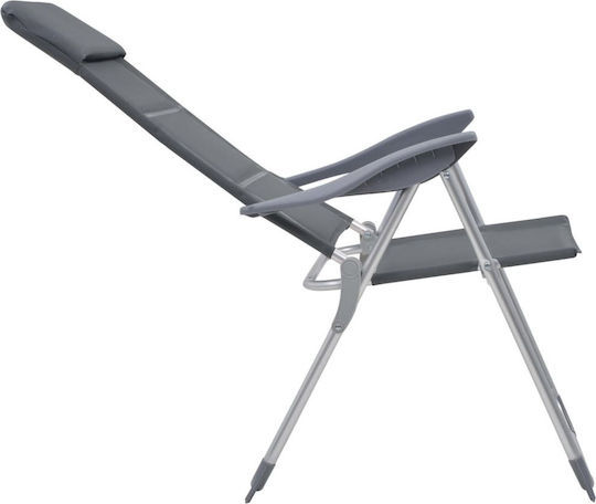 vidaXL Chair Beach Aluminium Gray 58x69x111cm Set of 2pcs