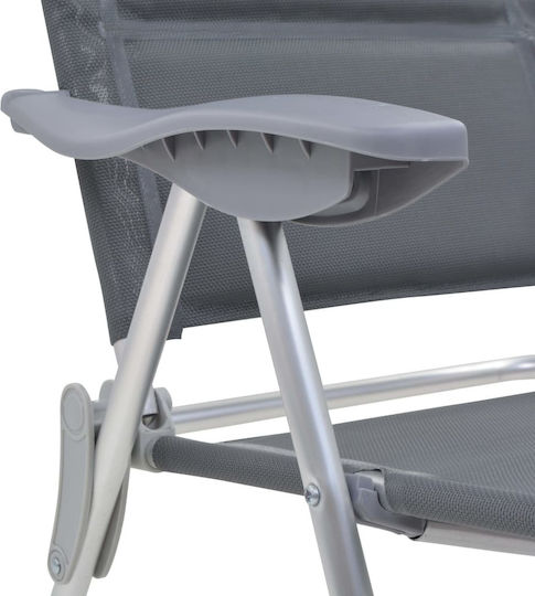 vidaXL Chair Beach Aluminium Gray 58x69x111cm Set of 2pcs