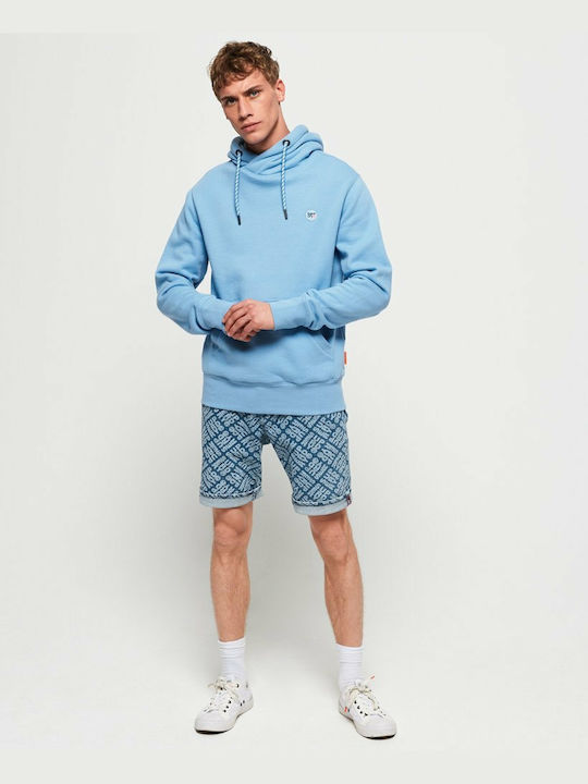 Superdry Collective Men's Sweatshirt with Hood and Pockets Light Blue