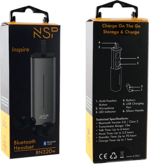 Inspire In-ear Bluetooth Handsfree Căști cu Rezistență la Transpirație și Carcasă de Încărcare Negru
