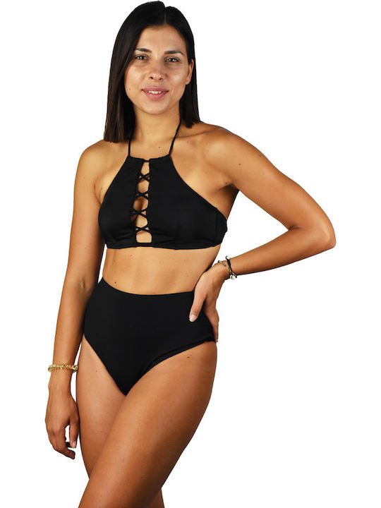 BP-3094 Bikini Slip Hohe Taille Schwarz