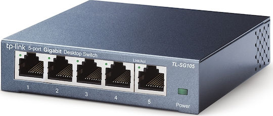 TP-LINK TL-SG105 v5 Неуправляем L2 Switch с 5 Портове Гигабитови (1Gbps) Ethernet