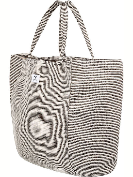 Roxy 'Τime Is Now' Fabric Beach Bag Gray with Stripes