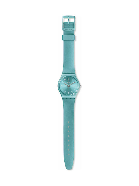 Swatch Дамски Часовник 34мм Кварцов с Тюркоазена Каучукова Каишка