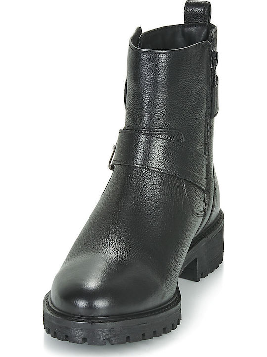 D Hoara Ghete dama de piele Biker Boots Negru