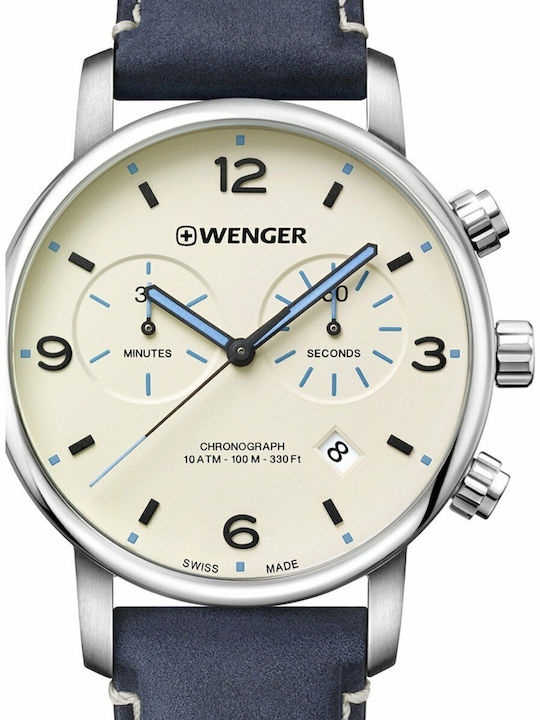 Wenger Urban Metropolitan Мъжки часовник на батерия с кожена каишка