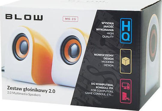 Blow MS-25 Ηχεία Υπολογιστή 2.0 με Ισχύ 6W σε Πορτοκαλί Χρώμα
