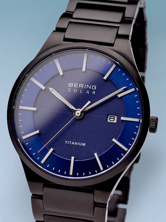 Bering Time Slim Solar Men's Watch 39mm Solar with Black Metal Bracelet