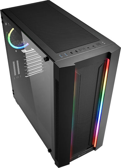 Sharkoon Elite Shark CA200M Gaming Midi Tower Computer Case with Side Window and RGB Lighting Black