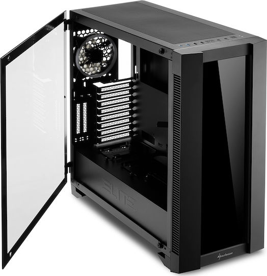 Sharkoon Elite Shark CA200G Gaming Midi Tower Κουτί Υπολογιστή με Πλαϊνό Παράθυρο και RGB Φωτισμό Μαύρο