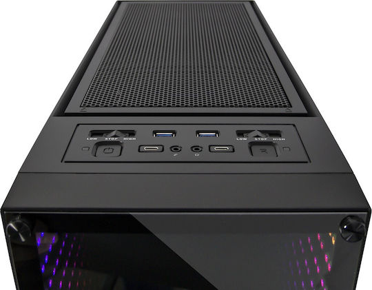 Inter-Tech X-908 Infini2 Gaming Midi Tower Κουτί Υπολογιστή με Πλαϊνό Παράθυρο και RGB Φωτισμό Μαύρο
