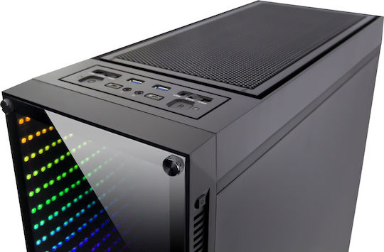 Inter-Tech X-908 Infini2 Gaming Midi Tower Κουτί Υπολογιστή με Πλαϊνό Παράθυρο και RGB Φωτισμό Μαύρο