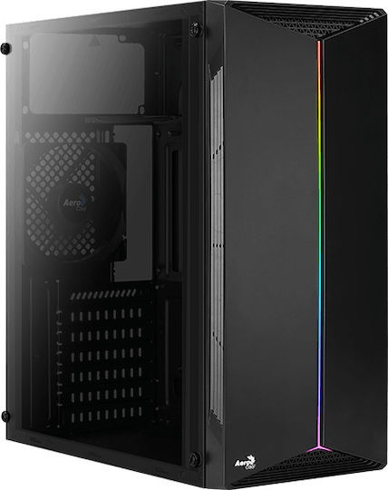 Aerocool Split Gaming Midi Tower Κουτί Υπολογιστή με Πλαϊνό Παράθυρο και RGB Φωτισμό Μαύρο