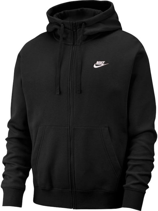 Nike Club Ζακέτα με Κουκούλα Μαύρη