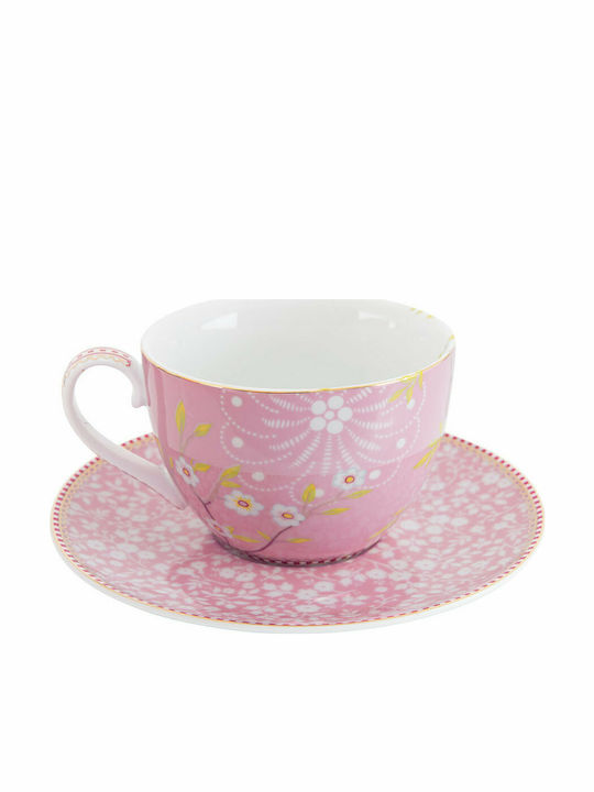 PiP Studio Floral Early Bird Φλιτζάνι Cappuccino από Πορσελάνη Pink 280ml