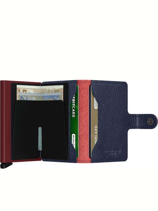 Miniwallet Veg Leather Men's Wallet Cards with RFID and Slide Mechanism Burgundy