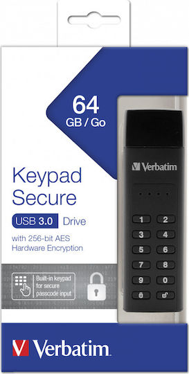 Verbatim Keypad Secure 32GB USB 3.0 Стик Черен
