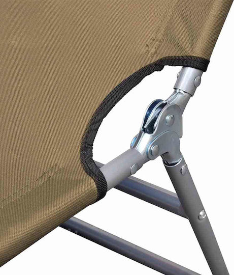 vidaXL vidaXL Beach Sunbed Brown Foldable Steel 189x58x27cm