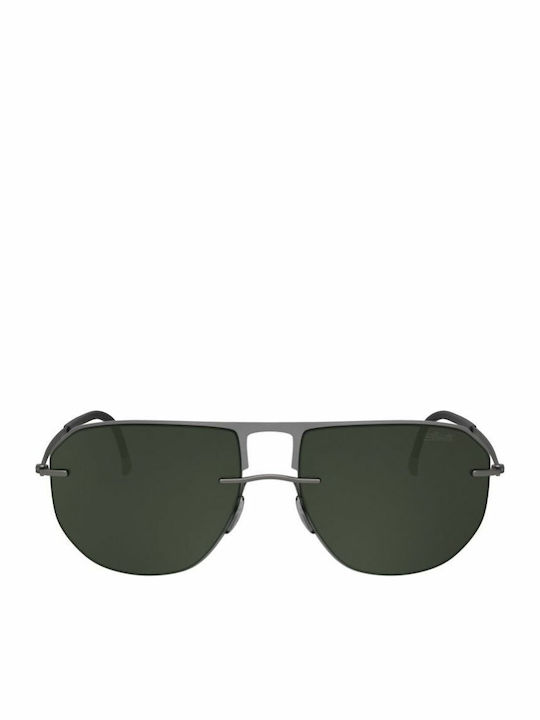 Silhouette Accent Shades Men's Sunglasses with Black Metal Frame and Black Lens 8704 6560