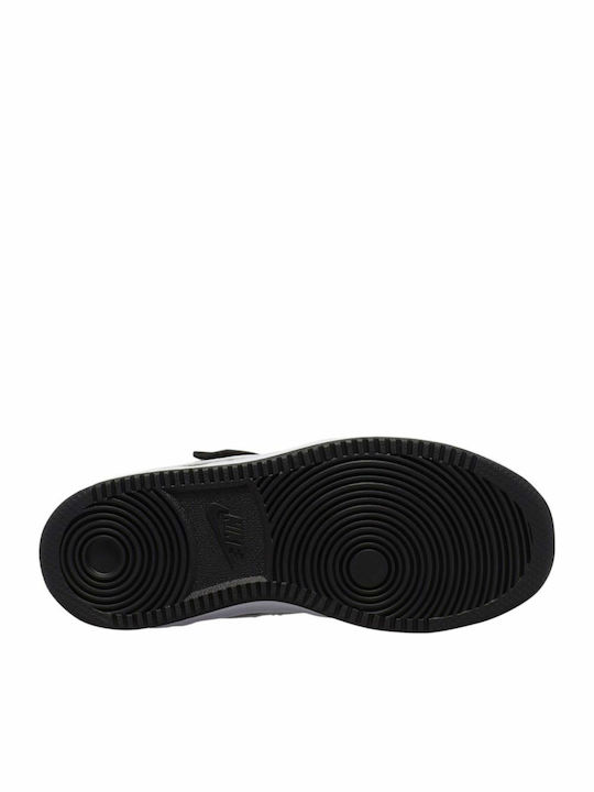 Court Court Borough Low PE Kids Sports Shoes Basketball with Hoop & Loop Closure Black / White