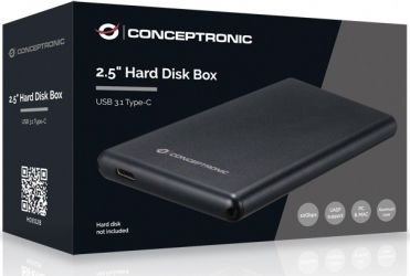 Conceptronic HDE02B Case for Hard Drive 2.5" SATA III with Connection USB 3.1
