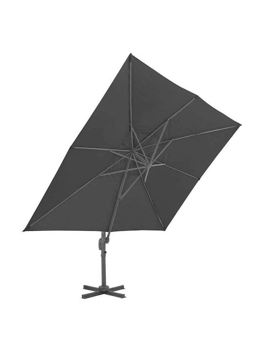 Hängender Quadratischer Aluminium Gartenschirm Anthrazit 4x3m