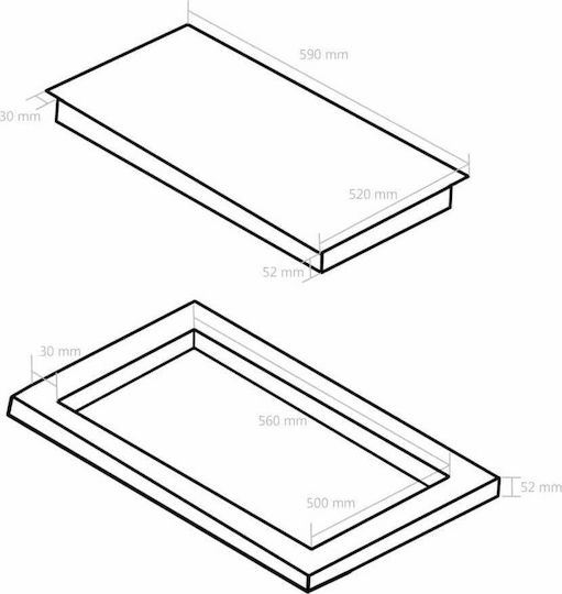 vidaXL Plită Ceramică Autonom cu Funcție de Blocare 59x52εκ.