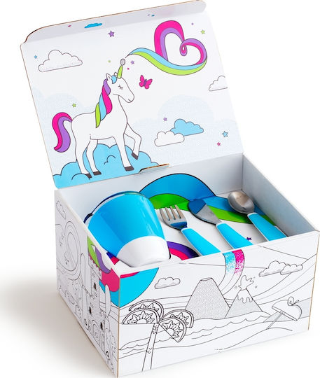 Munchkin Feeding Set Splash made of Plastic with Non-Slip Base Blue 7pcs for 9+ months