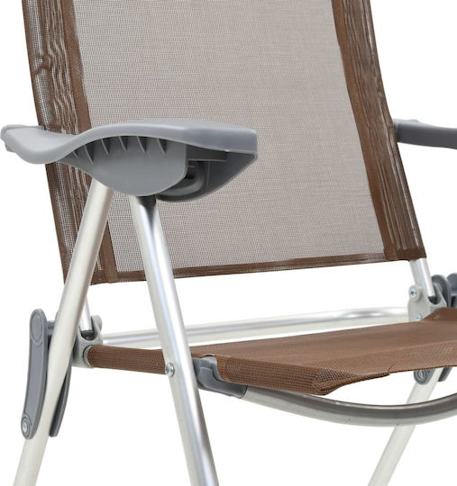 vidaXL Folding Camping Chairs Καρέκλα Παραλίας Αλουμινίου Καφέ Σετ 4τμχ
