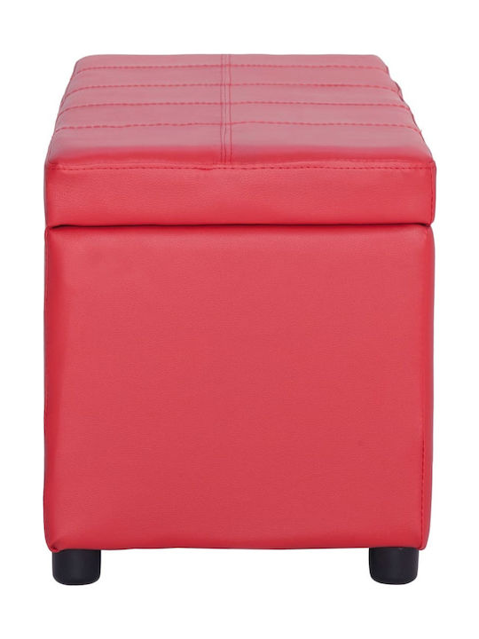 Taburet Cu Spațiu De Depozitare Tapițat Cu Piele Sintetică Roșie 116x38x43cm