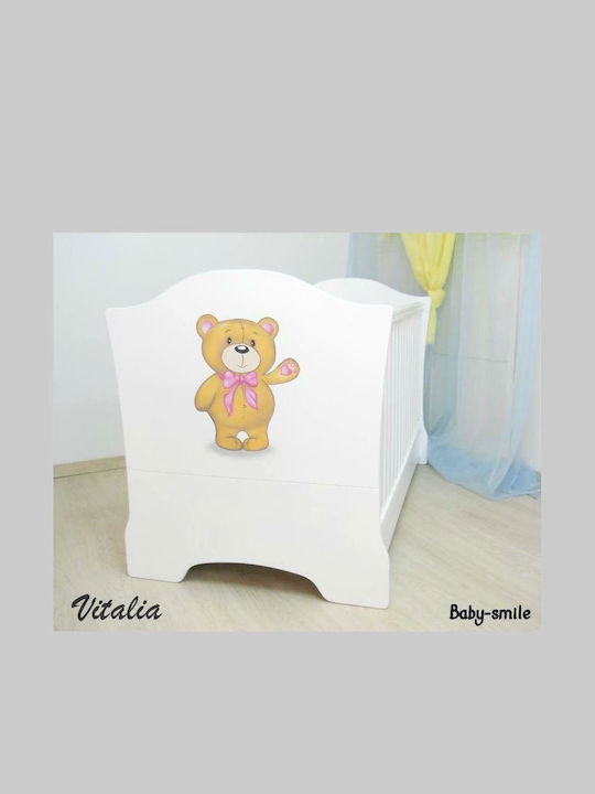 Baby Smile Pătuț Bebeluși Vitalia Alb și bej pentru Saltea 70x140cm
