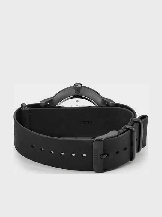 Cluse Aravis Nato Men's Watch 40mm Battery with Black Leather Strap