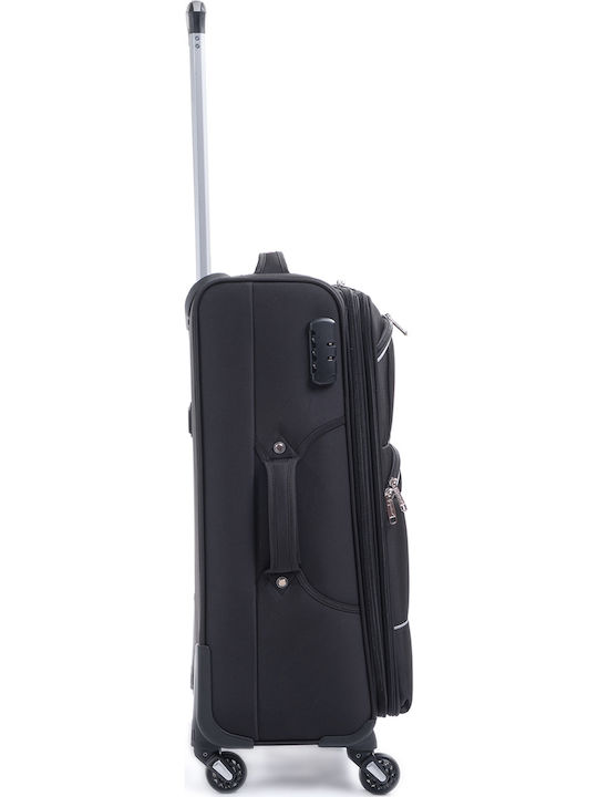 Cardinal Medium Fabric Black Travel Suitcase with 4 Wheels Height 60cm