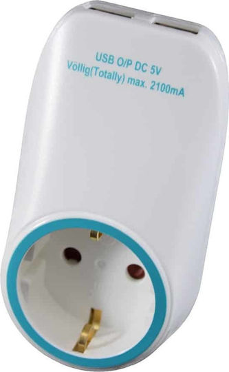 Geyer Single Socket with Surge Protection with 2 USB-A