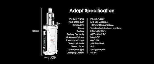 Innokin Adept Zlide Box Mod Kit 2ml με Ενσωματωμένη Μπαταρία 3000mAh Black