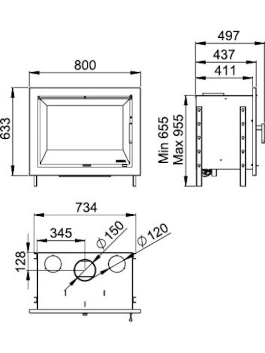 Boreal i70 Șemineu cu inserție Caseta Lemn Ventilație 13kW Drept cu o ușă care se deschide Rezervor de expansiune închis Boreal i70 Șemineu cu inserție Caseta Lemn Ventilație 13kW Drept cu o ușă care se deschide Rezervor de expansiune închis
