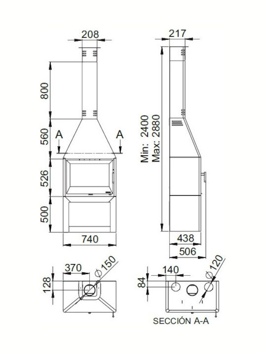 Boreal CH3000S Șemineu cu inserție Lemn Ventilație 13kW Drept cu o ușă care se deschide Boreal CH3000S Șemineu cu inserție Lemn Ventilație 13kW Drept cu o ușă care se deschide
