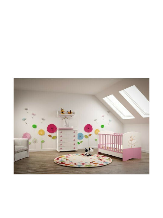 Asterias Bebe Κούνια Φένια White & Pink για Στρώμα 70x140cm