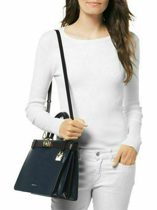 Michael Kors Tatiana Δερμάτινη Γυναικεία Τσάντα Tote Χειρός σε Navy Μπλε χρώμα