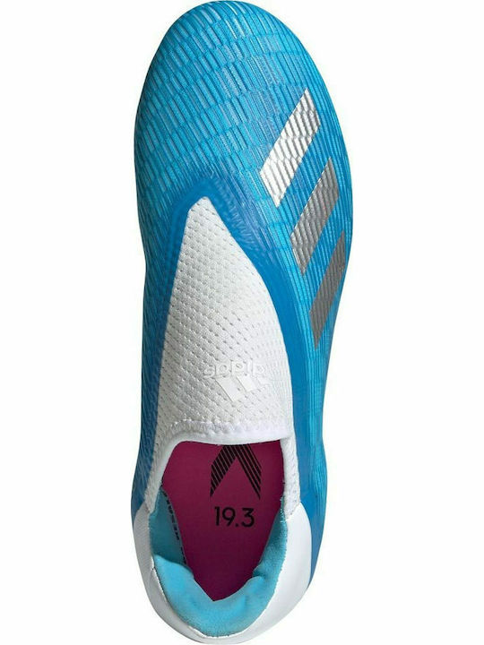 Kids Soccer Cleats with Molded Outsole Bright Cyan / Silver Metallic / Shock Pink