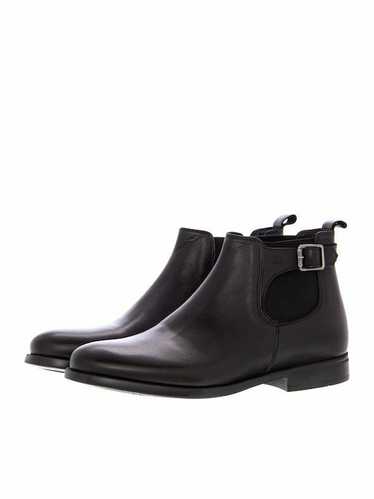 Boss Shoes Men's Leather Chelsea Ankle Boots Black