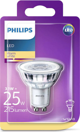 Philips LED-Lampe 3.1W für Fassung GU10 und Form MR16 Warmes Weiß 215lm