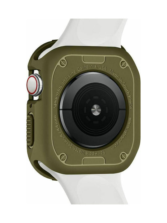 Spigen Rugged Armor Silicone Case in Khaki color for Apple Watch 44mm